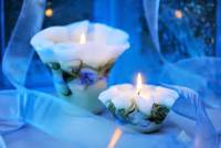 Elem Candle Flower hellblau, Desigkerzen, handgemacht, Geschenk